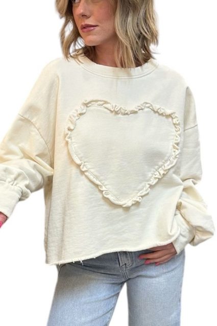 Textured Heart Long Sleeve Top
