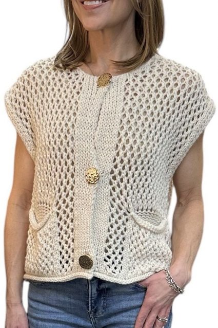 Gold Button Crochet Vest