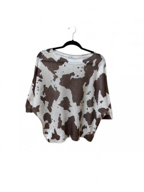 Cow Print 3/4 Sleeve Sweater - Image 4