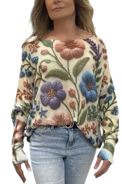 Floral Boatneck Sweater