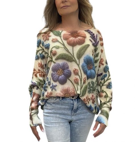 Floral Boatneck Sweater