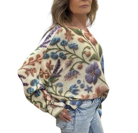 Floral Boatneck Sweater - Image 3