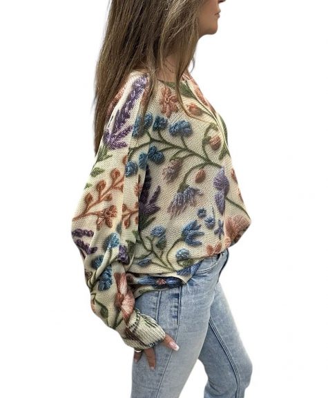 Floral Boatneck Sweater - Image 4