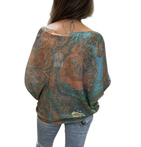 Teal Geo Boatneck Sweater - Image 3