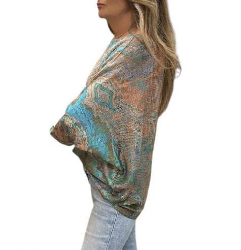 Teal Geo Boatneck Sweater - Image 6